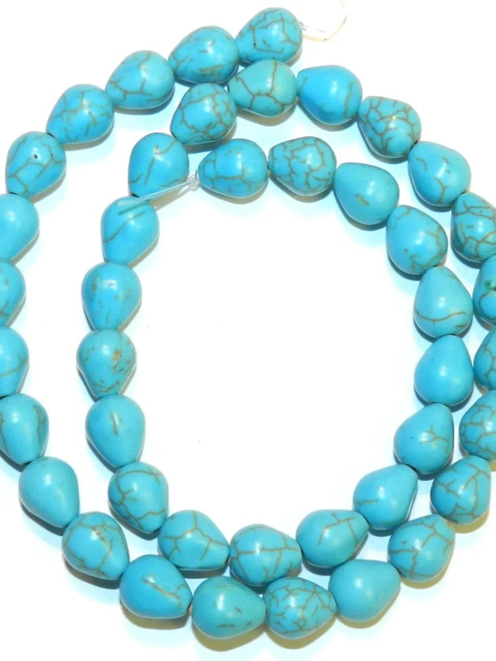 Blue Turquoise 9mm Teardrop Magnesite Gemstone Beads 15